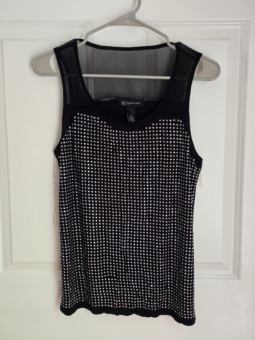INC International Concepts Black Tank Top with Silver Studs